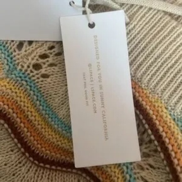 NWT L*SPACE Make Waves shorts crochet knit rainbow beige cover up swim resort - Picture 6 of 6